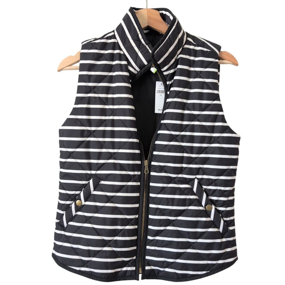 GAP Puffer Striped Vest Jacket - Black and White - Women's XS - NWT‎